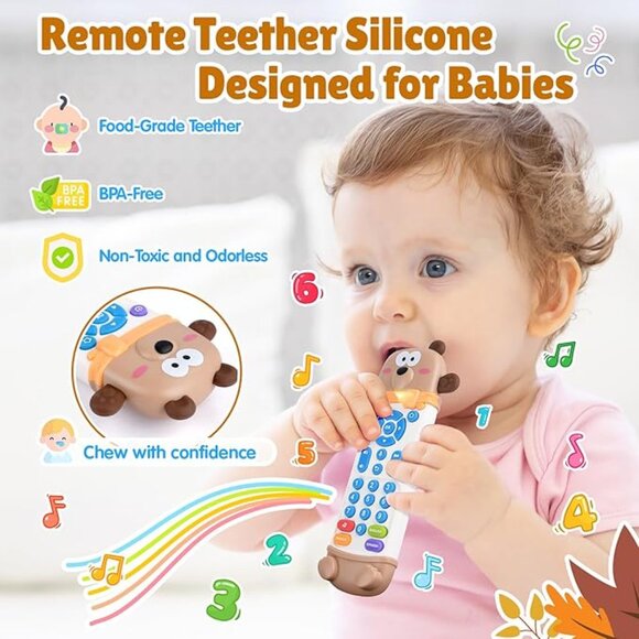 NEW Baby Remote Control Toy w/Silicone Teether Lights and Sounds - 3 Languages - Picture 3 of 5